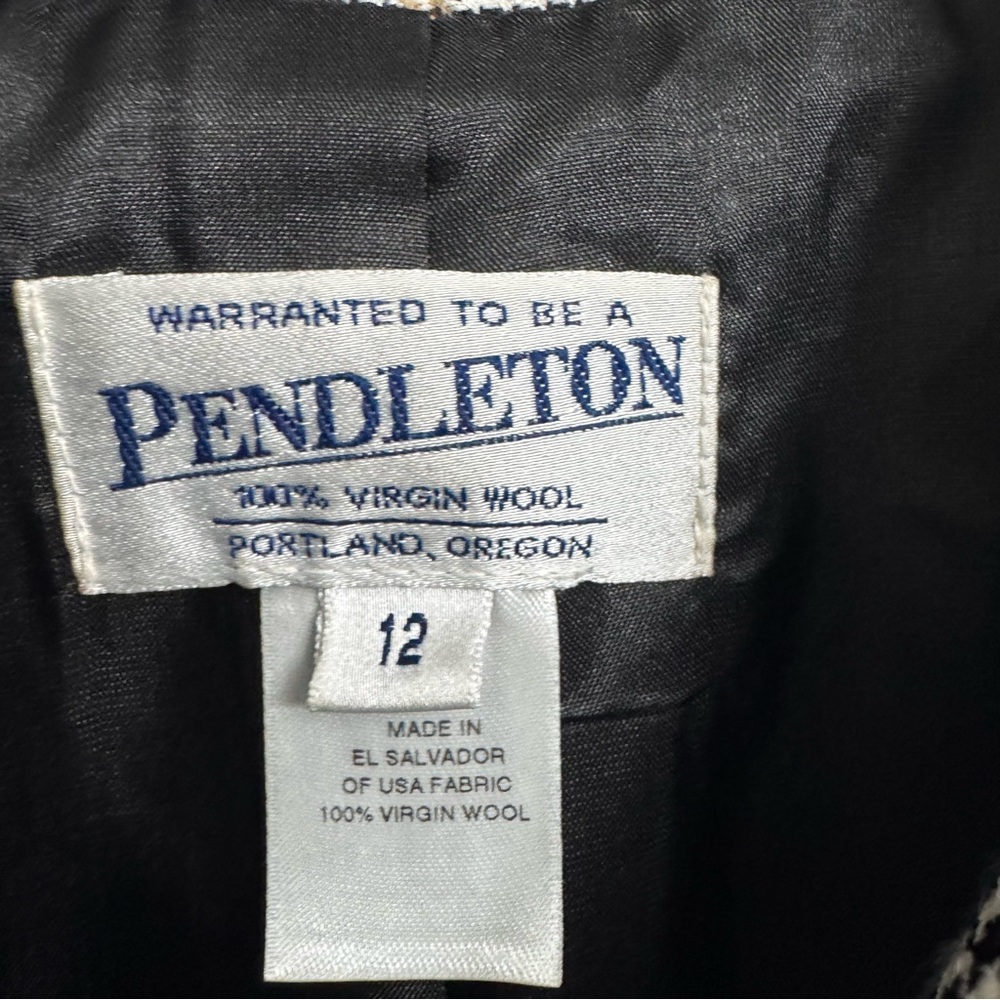 Pendleton Houndstooth Plaid Wool Blazer Size 12 - image 5